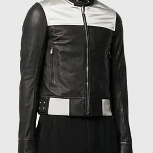 Marcel Men’s Black And Grey Leather Biker Jacket