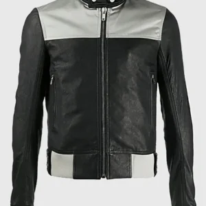 Marcel Men’s Black And Grey Leather Biker Jacket