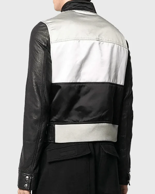 Marcel Men’s Black And Grey Leather Biker Jacket