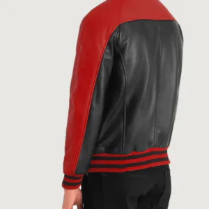 Men’s Black & Red Leather Varsity Jacket