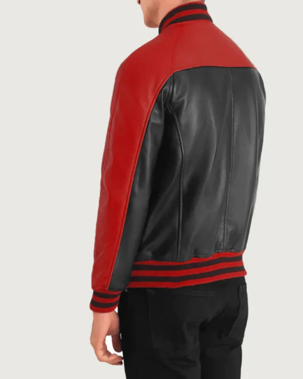 Men’s Black & Red Leather Varsity Jacket