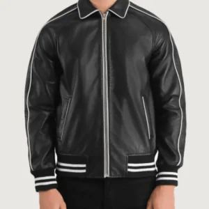 Men’s Cooper Black Leather Varsity Jacket