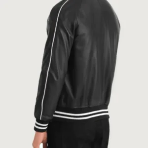 Men’s Cooper Black Leather Varsity Jacket