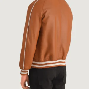 Men’s Cooper Tan Brown Leather Varsity Jacket