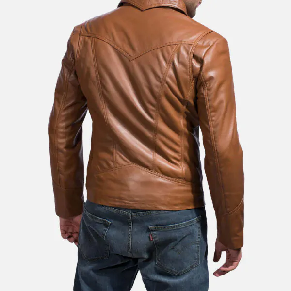 Old School Brown Leather Jacket - Image 2