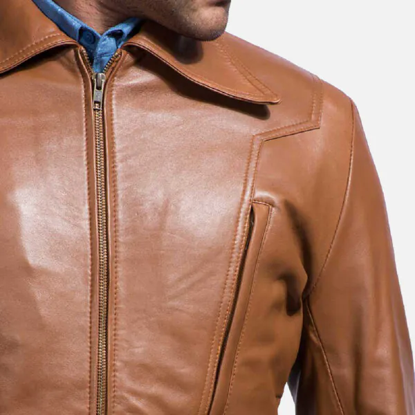 Old School Brown Leather Jacket - Image 3