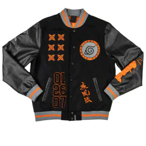 Naruto Hidden Leaf Black Varsity Jacket