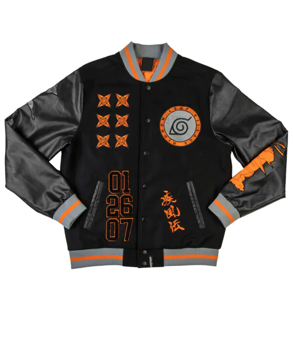 Naruto Hidden Leaf Black Varsity Jacket