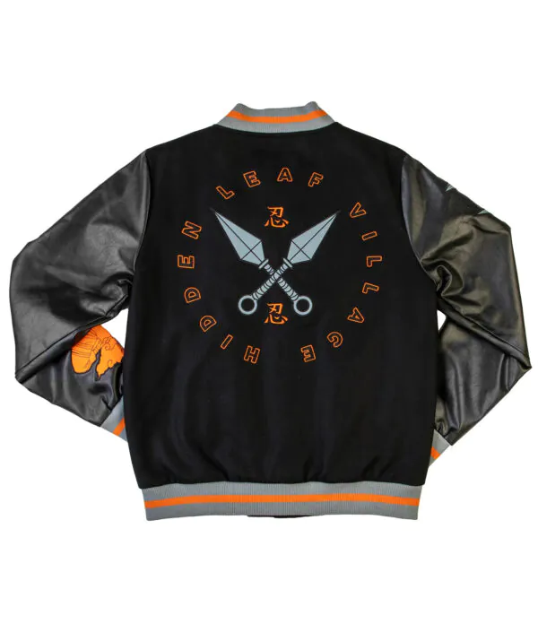 Naruto Hidden Leaf Black Varsity Jacket - Image 2