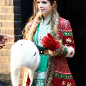 Noelle Anna Kendrick Red Shearling Christmas Coat