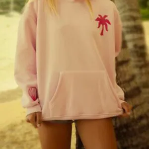 Pink Palm Puff Hawaii Hibiscus Hoodie