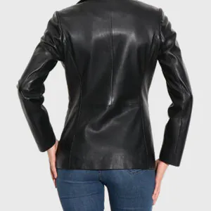 Stephnie Black Leather Blazer