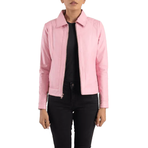 Vixen Pink Classic Collar Leather Jacket