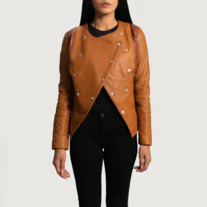 County Tan Overlap Leather Jacket