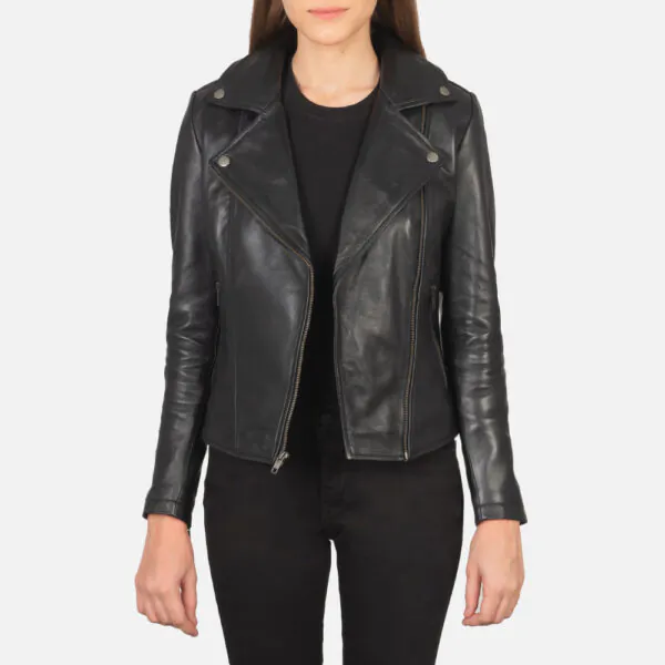 Flashback Black Leather Biker Jacket