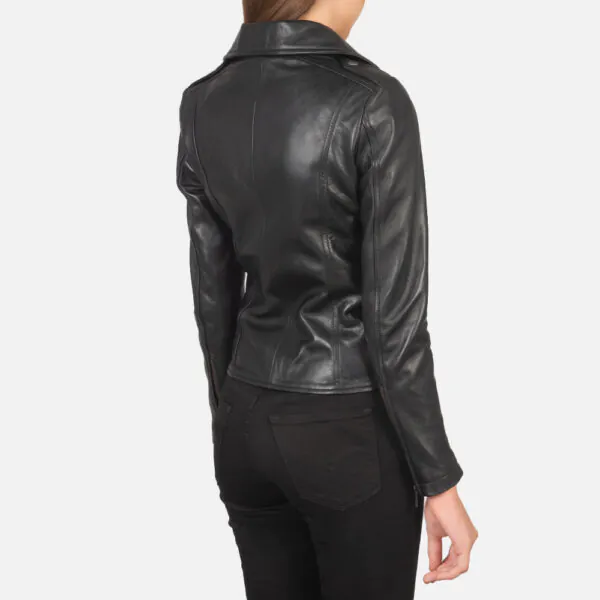 Flashback Black Leather Biker Jacket - Image 2