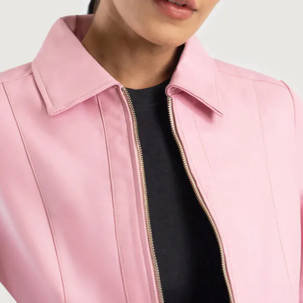 Vixen Pink Classic Collar Leather Jacket