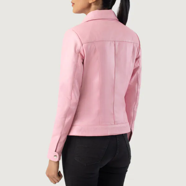 Vixen Pink Classic Collar Leather Jacket - Image 2