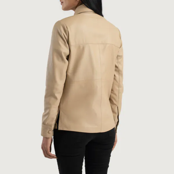 Zenith Beige Leather Shirt Jacket - Image 2