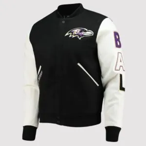 Baltimore Ravens Logo Black and White Varsity Jacket