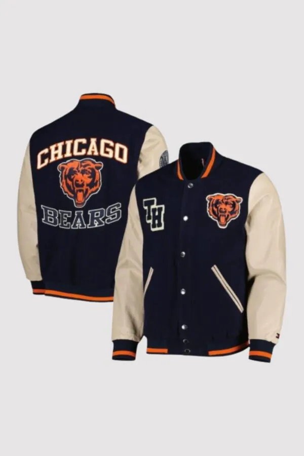 Chicago Bears Navy Blue/Beige Varsity Jacket