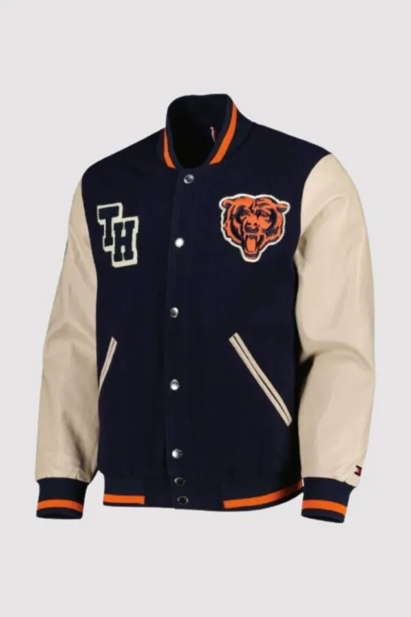 Chicago Bears Navy Blue/Beige Varsity Jacket