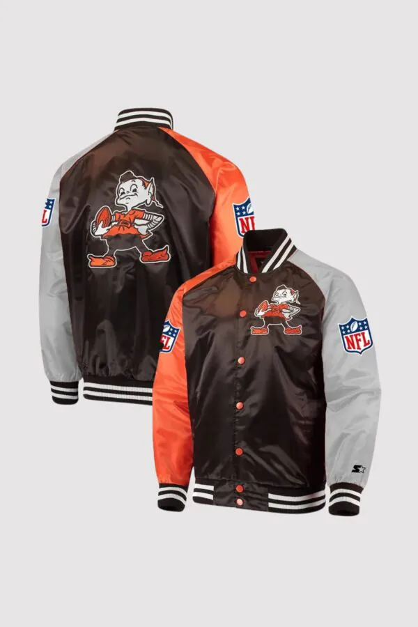 Cleveland Browns Lead Off Satin Varsity Jacket