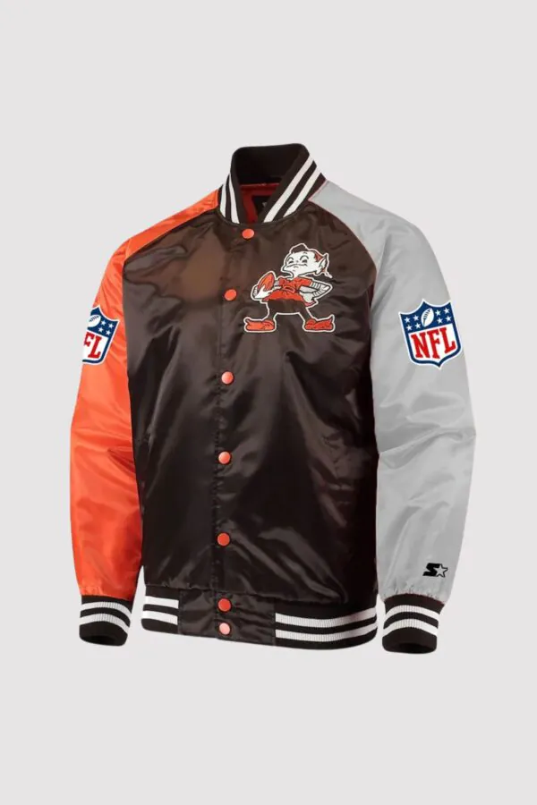 Cleveland Browns Lead Off Satin Varsity Jacket