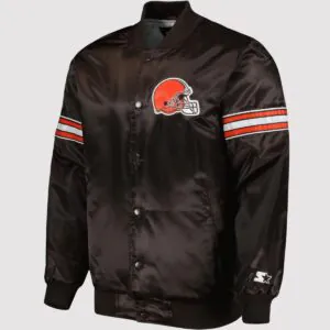 Cleveland Browns Starter Black The Pick and Roll Satin Varsity Jacket