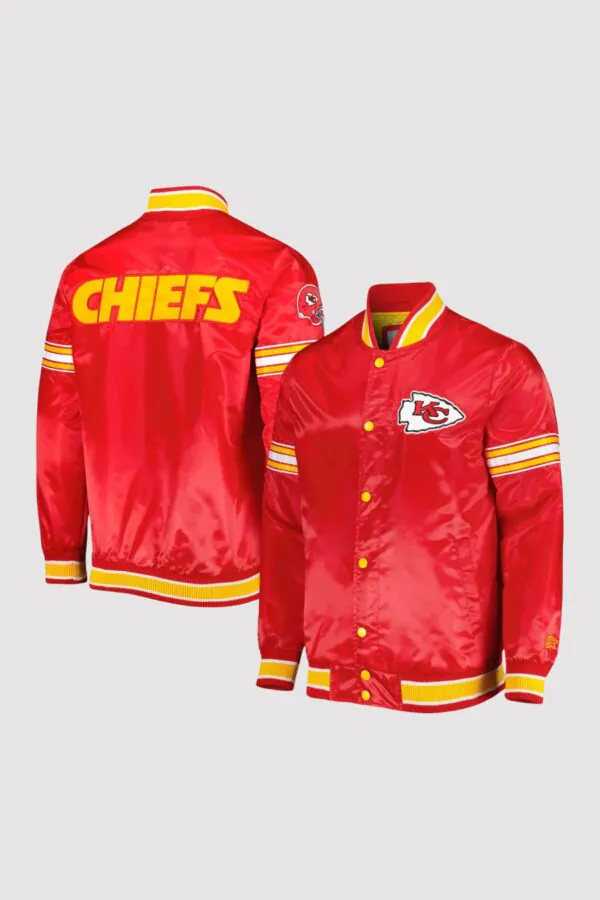 Kansas City Chiefs Starter Midfield Red Satin Varsity Jacket