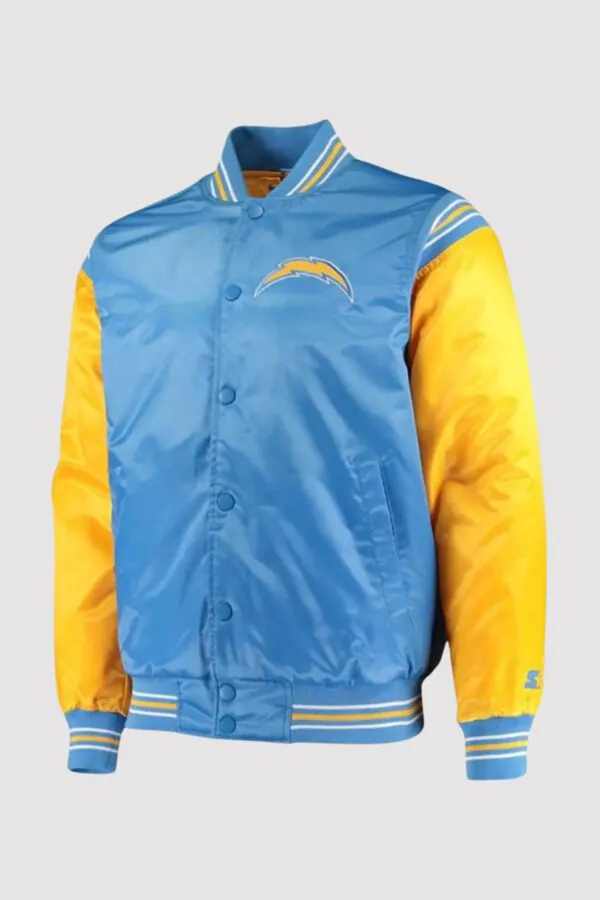 LA Chargers Light Blue and Yellow Satin Varsity Jacket