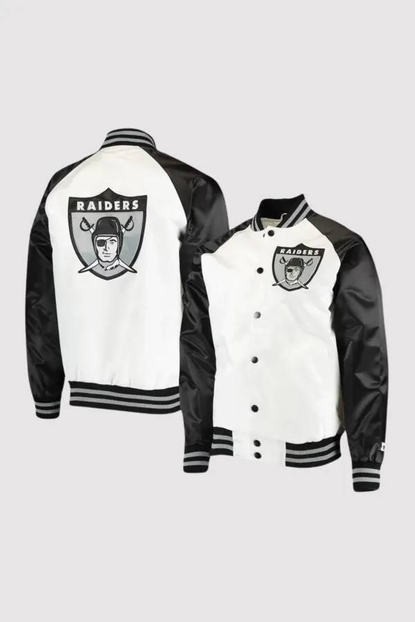 Las Vegas Raiders Clean Up Throwback Satin Varsity Jacket