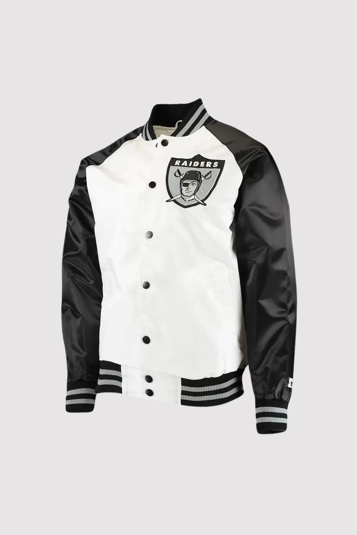 Las Vegas Raiders Clean Up Throwback Satin Varsity Jacket