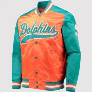 Miami Dolphins Classic Tradition II Satin Varsity Jacket