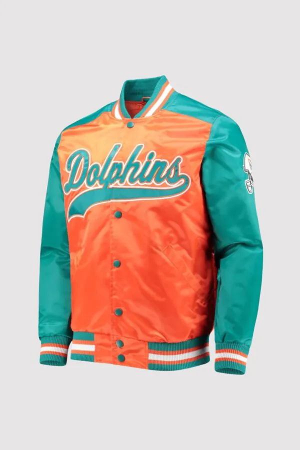 Miami Dolphins Classic Tradition II Satin Varsity Jacket