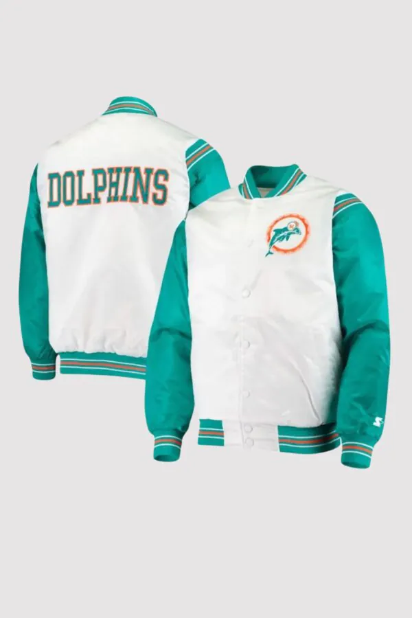 Miami Dolphins Green and White Starter Varsity Jacket