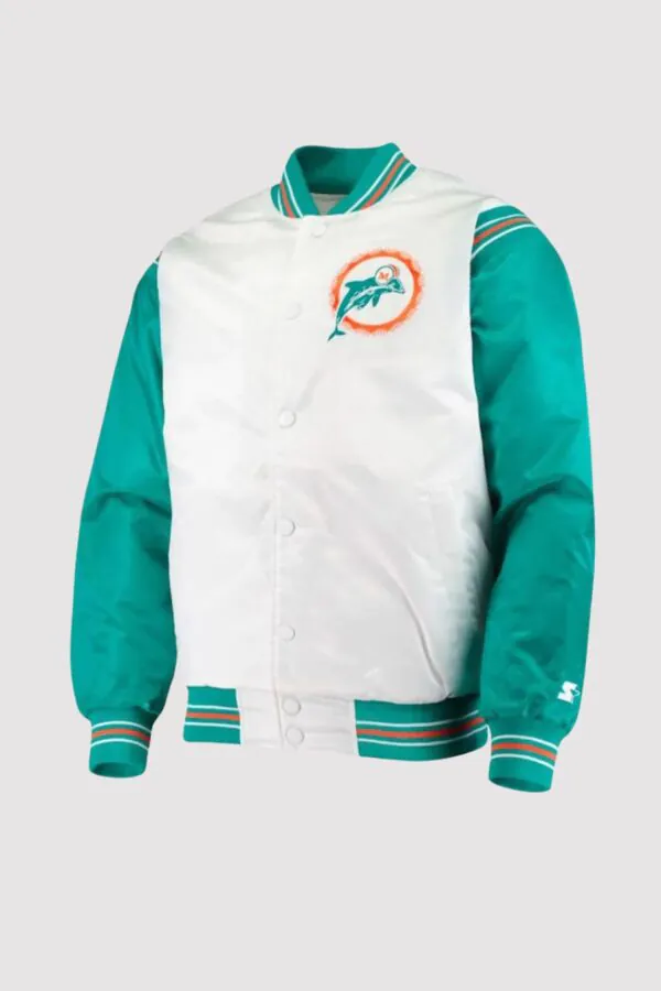 Miami Dolphins Green and White Starter Varsity Jacket