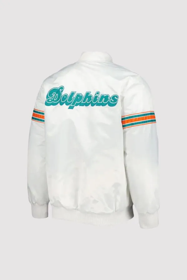 Miami Dolphins The Power Forward White Full-Snap Varsity Jacket - Image 2