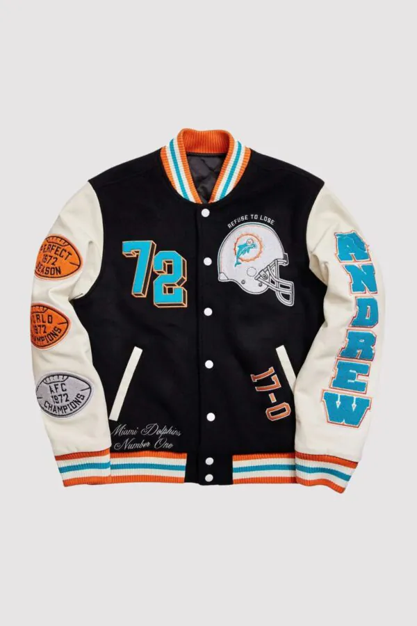 Miami Dolphins Wool and Leather Varsity Jacket