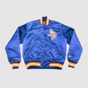 Minnesota Vikings 90s Blue Satin Bomber Jacket