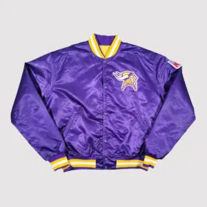 Minnesota Vikings 90s Purple Satin Bomber Jacket