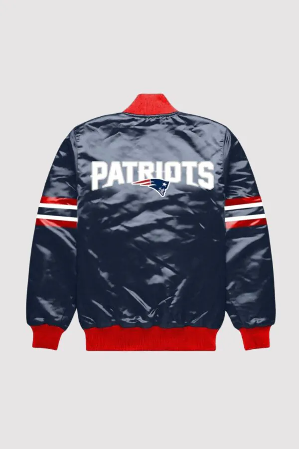 New England Patriots Button Down Navy Blue Varsity Jacket