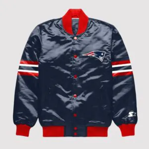 New England Patriots Button Down Navy Blue Varsity Jacket