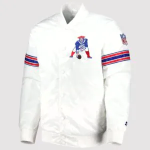 New England Patriots Team Players White Satin Varsity Jacket