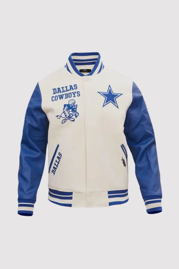 NFL Dallas Cowboys White And Blue Varsity Jacket