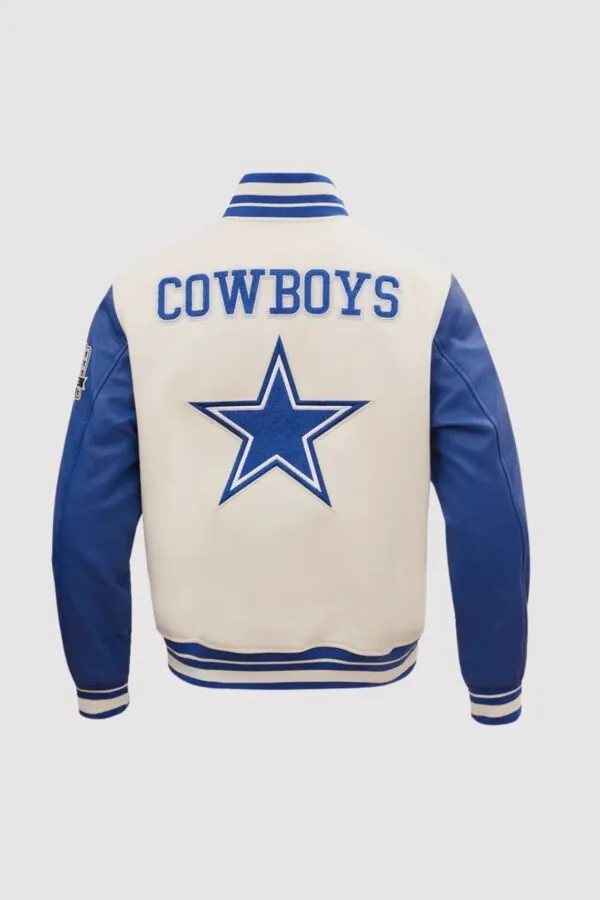 NFL Dallas Cowboys White And Blue Varsity Jacket - Image 2