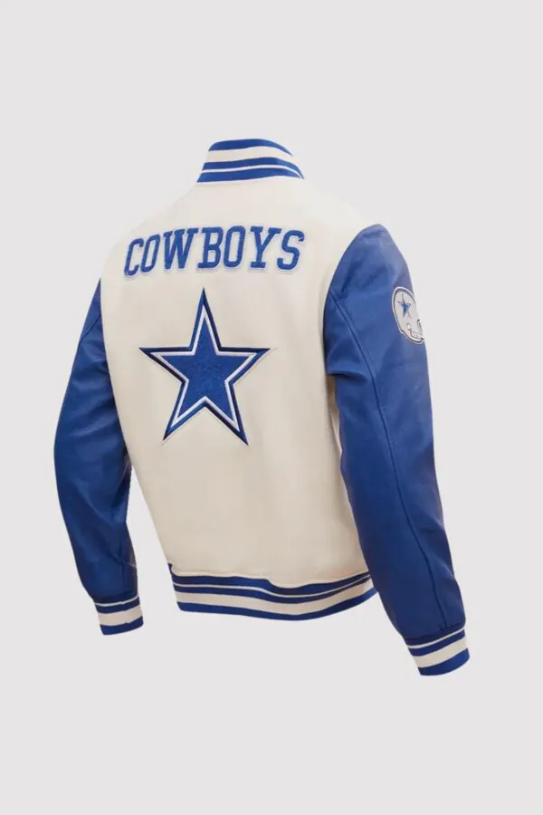 NFL Dallas Cowboys White And Blue Varsity Jacket