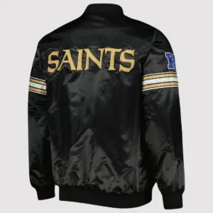 Pick and Roll New Orleans Saints Black Satin Varsity Jacket