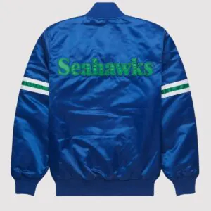 Seattle Seahawks Blue Satin Varsity Jacket