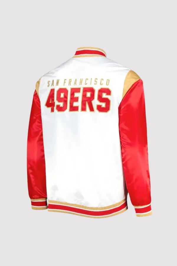 Throwback Warm Up Pitch San Francisco 49ers Satin Varsity Jacket